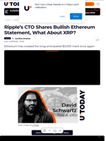 Ripple’s CTO Shares Bullish Ethereum Statement, What About XRP?