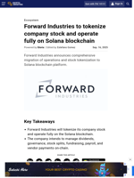 Forward Industries to tokenize company stock and operate fully on Solana blockchain