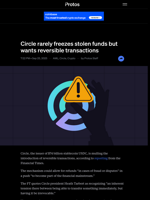Circle rarely freezes stolen funds but wants reversible transactions