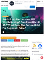 Are Solana Memecoins Still Worth Buying? Can Remittix Hit $5? What Does The Future Hold For Dogecoin Price? | Live Bitcoin News