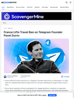 France Lifts Travel Ban on Telegram Founder Pavel Durov - BeInCrypto