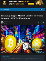 Crypto Market Falls as Trump Imposes 100% China Tariff