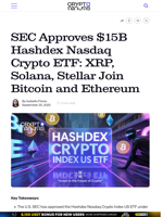 SEC Approves $15B Hashdex Nasdaq Crypto ETF: XRP, Solana, Stellar Join Bitcoin and Ethereum