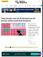 Asia stocks rise on AI demand as oil prices climb amid Gulf tensions