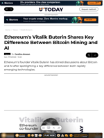 Ethereum's Vitalik Buterin Shares Key Difference Between Bitcoin Mining and AI - U.Today