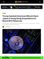 Trump-backed American Bitcoin Eyes Japan & Hong Kong Acquisitions to Boost BTC Reserves