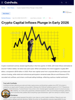 Crypto Capital Inflows Plunge in Early 2026