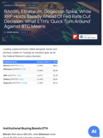 Bitcoin, Ethereum, Dogecoin Spike, While XRP Holds Steady Ahead Of Fed Rate Cut Decision: What ETH's 'Quick Turn Around' Against BTC Means - Grayscale Bitcoin Mini Trust (BTC) (ARCA:BTC) - Benzinga