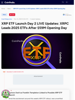 XRP ETF Launch Day 2 LIVE Updates: XRPC Leads 2025 ETFs After $59M Opening Day