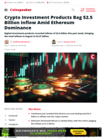 Crypto Products See $2.5B Inflows