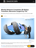 Mantle Network Completes ZK Rollup Transition, Becomes Largest by TVL - DailyCoin