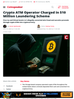 Crypto ATM Operator Charged in $10 Million Laundering Scheme - Coinspeaker
