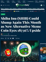 Shiba Inu (SHIB) Could Slump Again This Month as New Alternative Meme Coin Eyes 18736% Upside - Crypto Daily