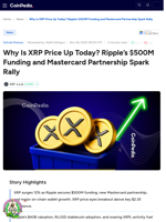 Why Is XRP Price Up Today? Ripple’s $500M Funding and Mastercard Partnership Spark Rally