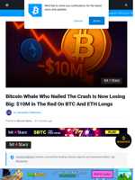 Bitcoin Whale Who Nailed The Crash Is Now Losing Big: $10M in The Red On BTC And ETH Longs | Bitcoinist.com