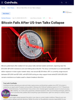 Bitcoin Falls After US-Iran Talks Collapse