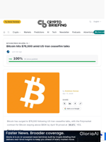 Bitcoin hits $76,000 amid US-Iran ceasefire talks