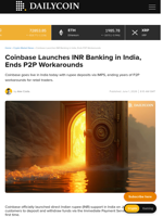Coinbase Launches INR Banking in India, Ends P2P Workarounds - DailyCoin