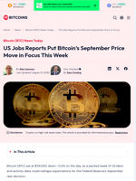 US Jobs Reports Put Bitcoin's September Price in Focus