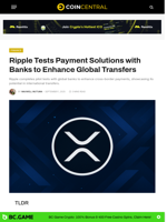 Ripple Tests Payment Solutions with Banks to Enhance Global Transfers - CoinCentral