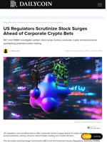 US Regulators Scrutinize Stock Surges Ahead of Corporate Crypto Bets - DailyCoin