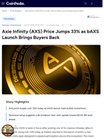 Axie Infinity (AXS) Price Jumps 33% as bAXS Launch Brings Buyers Back