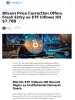 Bitcoin Price Correction Offers Fresh Entry as ETF Inflows Hit $7.78B  - CryptoNewsZ