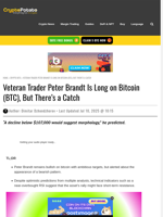 Veteran Trader Peter Brandt Is Long on Bitcoin (BTC), But There's a Catch