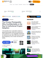 The Privacy Prerequisite: Why Confidentiality is the Key to Institutional Crypto Adoption – Interview Bitcoin News