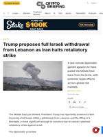 Trump proposes full Israeli withdrawal from Lebanon as Iran halts retaliatory strike