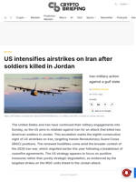 US intensifies airstrikes on Iran after soldiers killed in Jordan