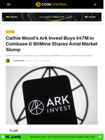 Cathie Wood’s Ark Invest Buys $47M in Coinbase & BitMine shares Amid Market Slump
