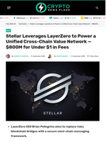 Stellar Leverages LayerZero to Power a Unified Cross-Chain Value Network — $800M for Under $1 in Fees - Crypto News Flash