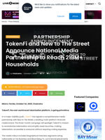 TokenFi and New to The Street Announce National Media Partnership to Reach 219M+ Households | Live Bitcoin News