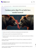 Cardano price dips 9% as bulls face market turmoil - CoinJournal