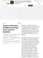 Chintai (CHEX) Tokenizes $570M Real Estate Cashflow for RealNOI