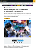 Bitcoin’s 2025 Gains Wiped After Latest Market Tumble