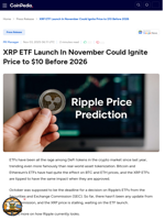 XRP ETF Launch In November Could Ignite Price to $10 Before 2026