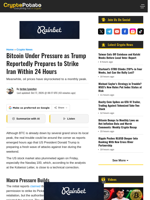 Bitcoin Under Pressure as Trump Reportedly Prepares to Strike Iran Within 24 Hours
