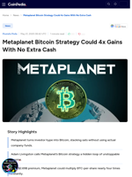 Metaplanet Bitcoin Strategy Could 4x Gains With No Extra Cash