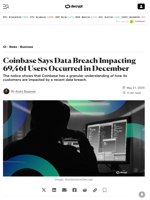Coinbase Says Data Breach Impacting 69,461 Users Occurred in December - Decrypt