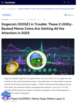 Dogecoin (DOGE) in Trouble: These 2 Utility-Backed Meme Coins Are Getting All the Attention in 2025
