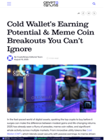 Cold Wallet’s Earning Potential & Meme Coin Breakouts You Can’t Ignore