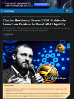 Charles Hoskinson Teases USD1 Stablecoin Launch on Cardano