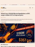Whale faces $190M Bitcoin liquidation as BTC surges within $357 of wipeout price - AMBCrypto