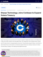 Sharps Technology Joins Coinbase to Expand Solana Treasury