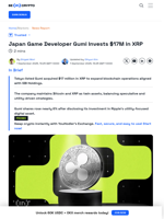 Japan Game Developer Gumi Invests $17M in XRP - BeInCrypto
