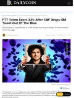 FTT Token Soars 32% After SBF Drops GM Tweet Out Of The Blue - DailyCoin