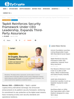 Tapbit Reinforces Security Framework Under CEO Leadership, Expands Third-Party Assurance