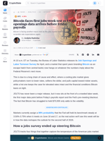 Bitcoin faces first jobs-week test as US job openings data arrives before Friday payrolls
